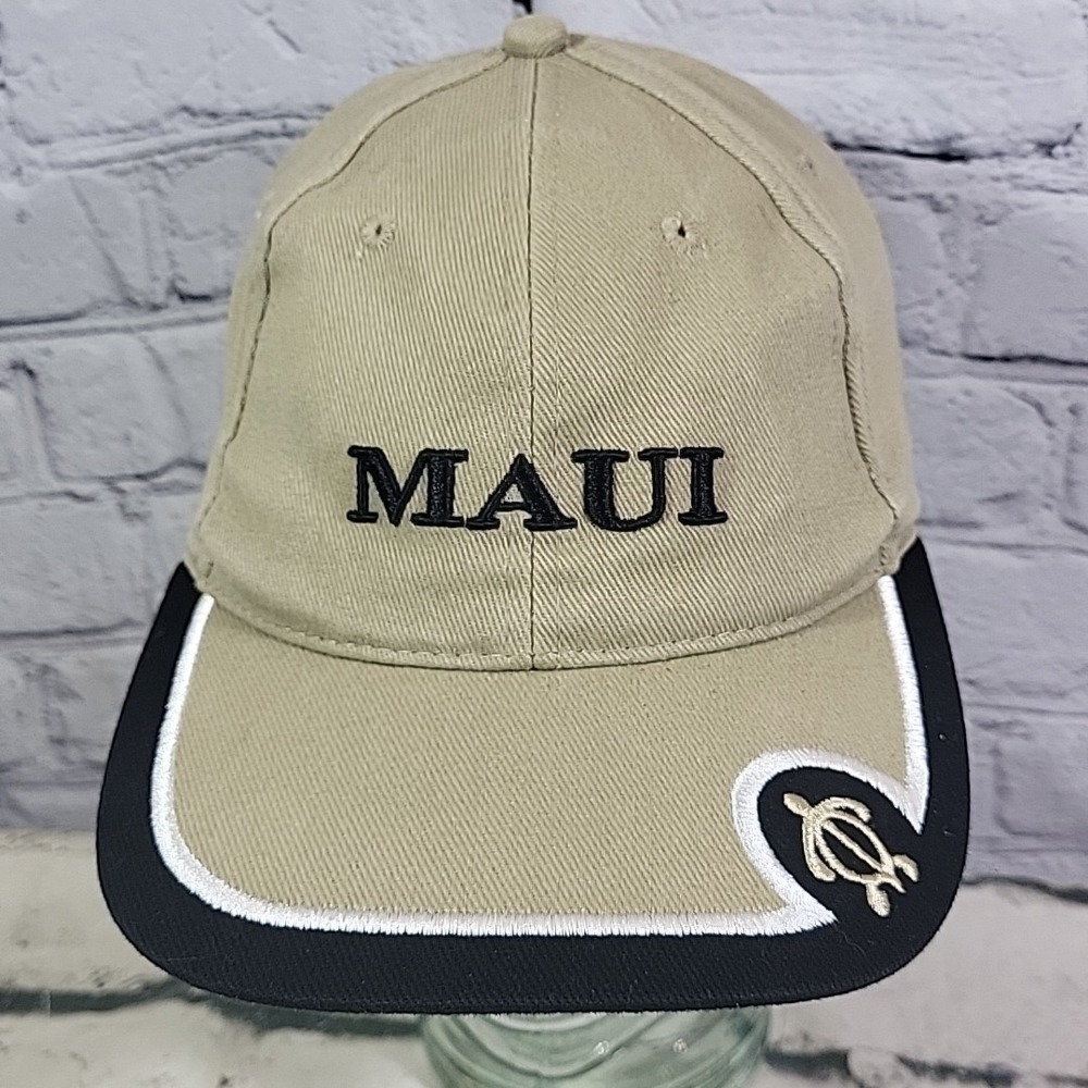 Surfware Maui‎ Hawaii Hat Beige OSFA Strapback Turtle Logo Travel Souvenir Cap